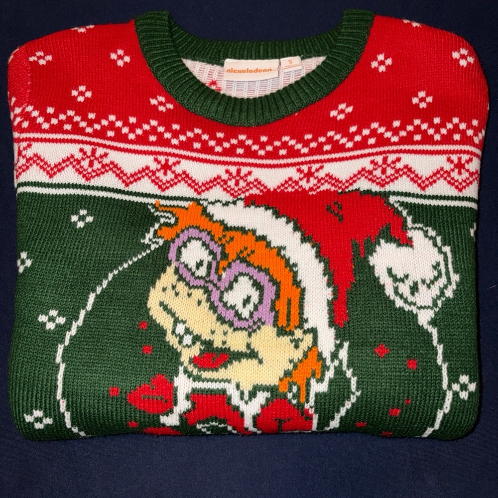Nickelodeon Festive Green and Red Crewneck Sweater
